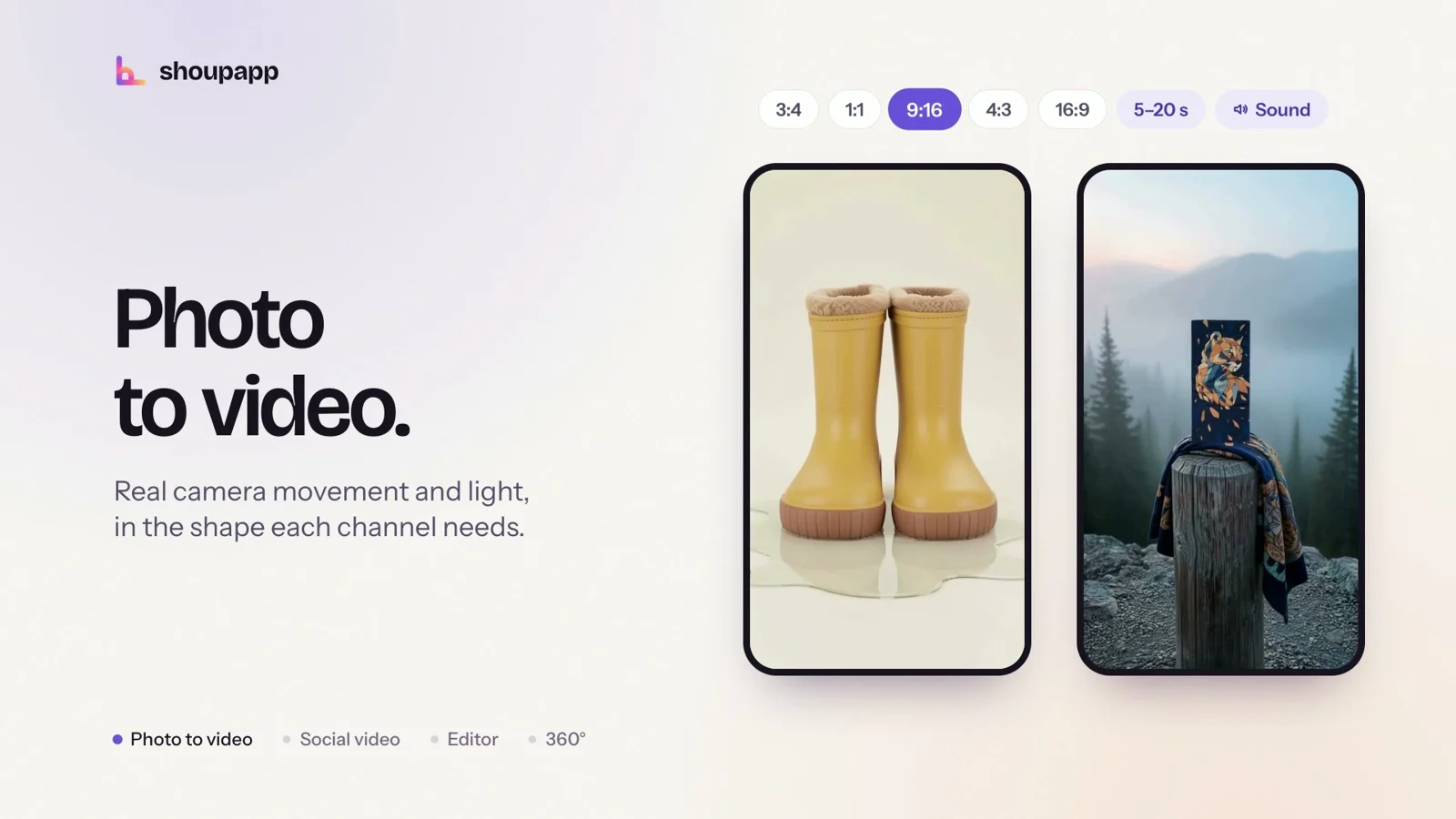 Make a product video from photos: rain boots shown as vertical product video frames